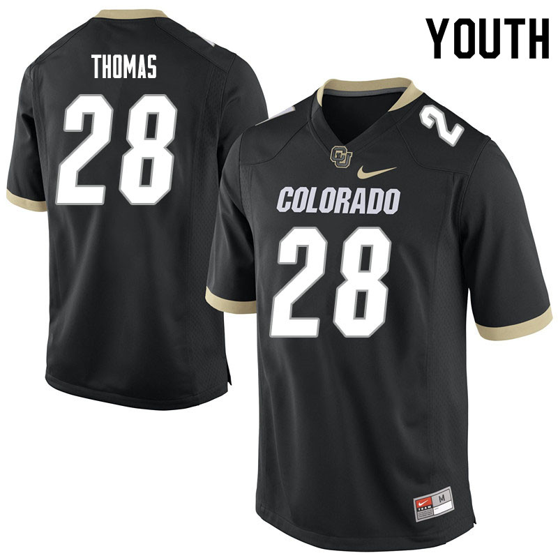 Youth #28 Dylan Thomas Colorado Buffaloes College Football Jerseys Sale-Black - Click Image to Close
